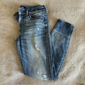Express Faded distressed Women’s 0 Mid Rise Legging, Skinny Blue Denim Jeans